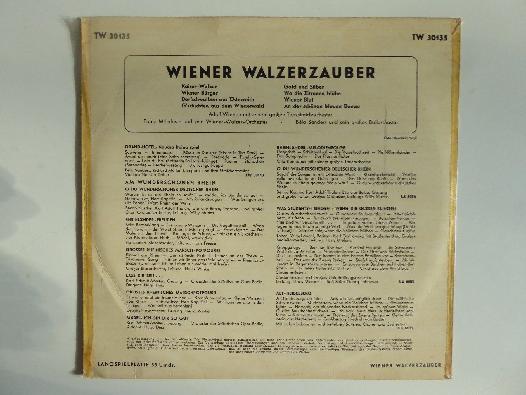 Dischi in vinile: WIENER WALZERZAUBER  LP 33 Umdr. – Usato da Zürich venduto da Chaeffeler 1