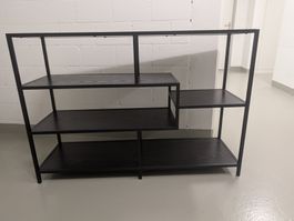 Regal schwarz Holz Metall 114x35x79cm