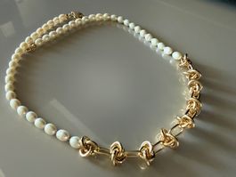 Süsswasser Perlenkette Collier Halskette Kette 50 cm Neu