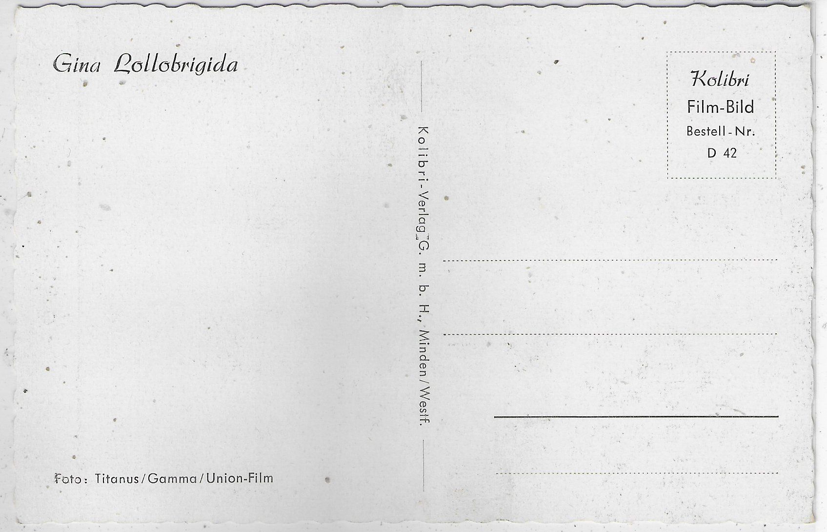Ansichtskarten: Gina Lollobrigida Schauspielerin – Gebraucht aus Ettingen von Kartenplanet 1
