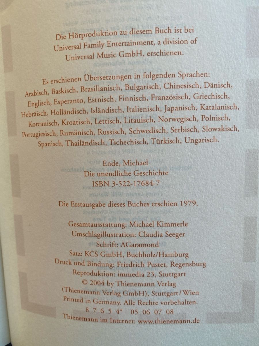 Libri: Michael Ende: Die unendliche Geschichte – Nuovo (secondo la descrizione) da Dallenwil venduto da kavogt6 4