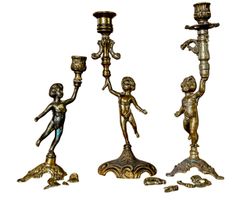 bougeoir Kerzenhalter Putti ange Engel Putto defekt