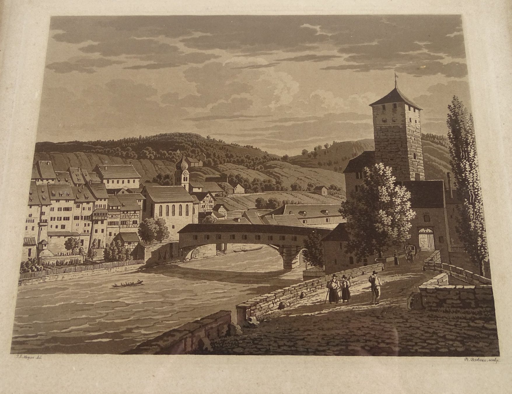 Incisioni: EGLISAU, AQUATINTA 1829 – Usato da Grüningen venduto da Kartensammler 1