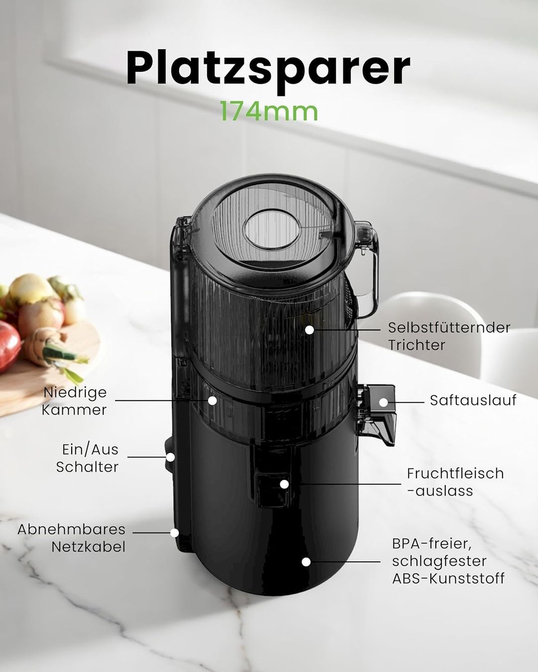 Elettrodomestici da cucina: Hurom H70-FT Slow Juicer mattschwarz – Nuovo e nell'imballaggio originale da Bottighofen venduto da zaap 6