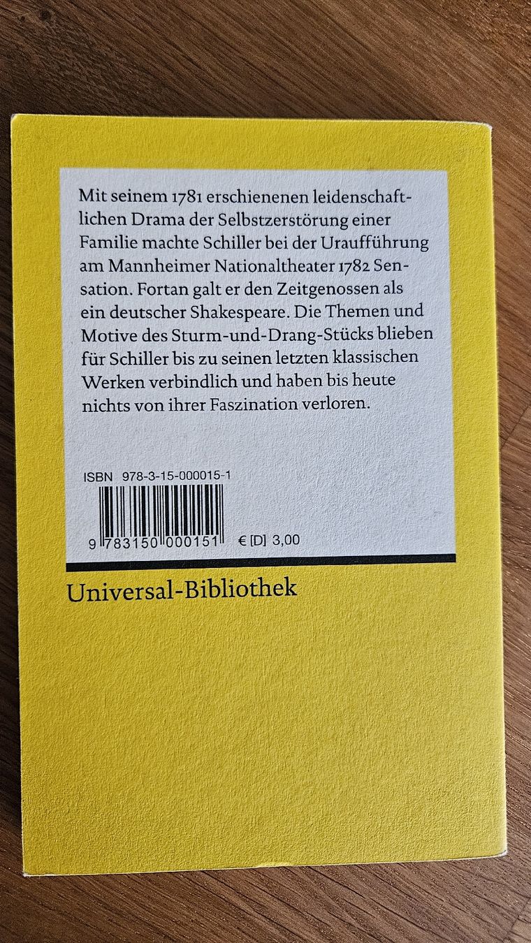 Libri: Die Räuber - Friedrich Schiller - Reclam Verlag – Usato da Dintikon venduto da Zaza_Lolo 1