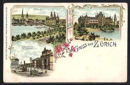 Litho Zürich, Bahnhof mit Escherdenkmal