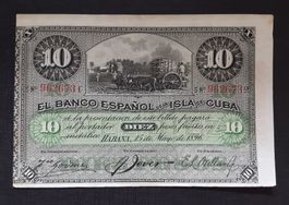 10 Pesos CUBA 1896 (spanische Bank in Kuba)
