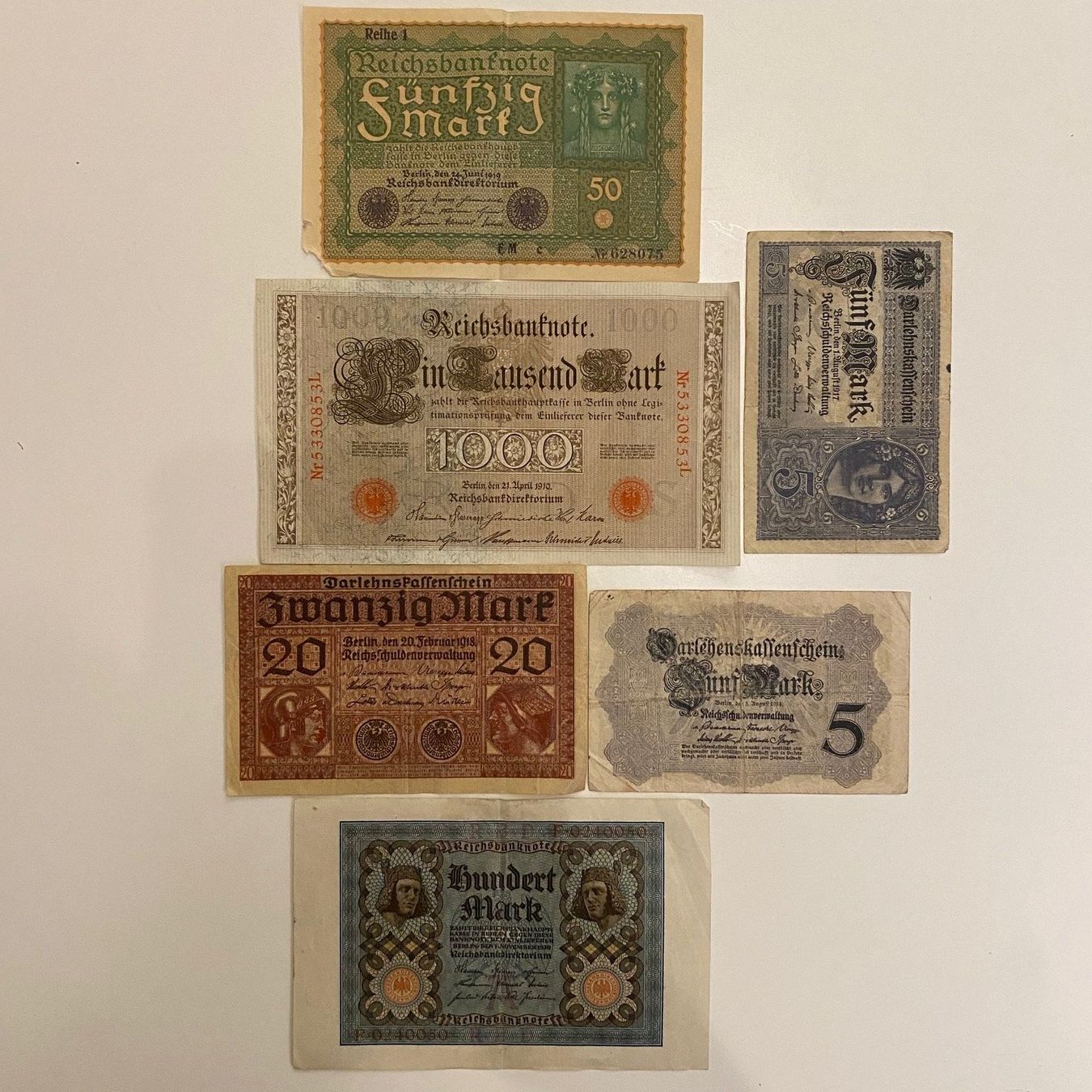 Banknoten: Mark - Reichsbanknote - verschiedene Daten – Gebraucht aus Strengelbach von alexandre09