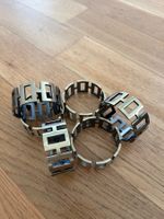 6Serviettenringe Metall goldfarben geometrisch Muster