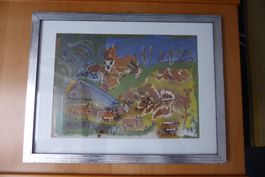Hans Krüsi - Bild signiert & gerahmt - 33 x 43 cm