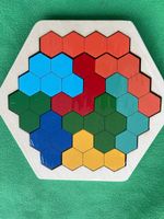 Hexagon, Farben und Formen-Puzzle, Holz, klein,14.5cm, 9tlg.