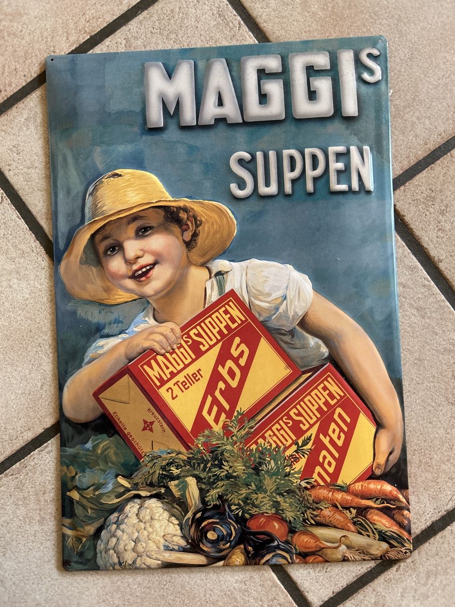 Maggi Insegne: Blechschild Maggis Suppen – Usato da Heimenhausen venduto da bergblick4