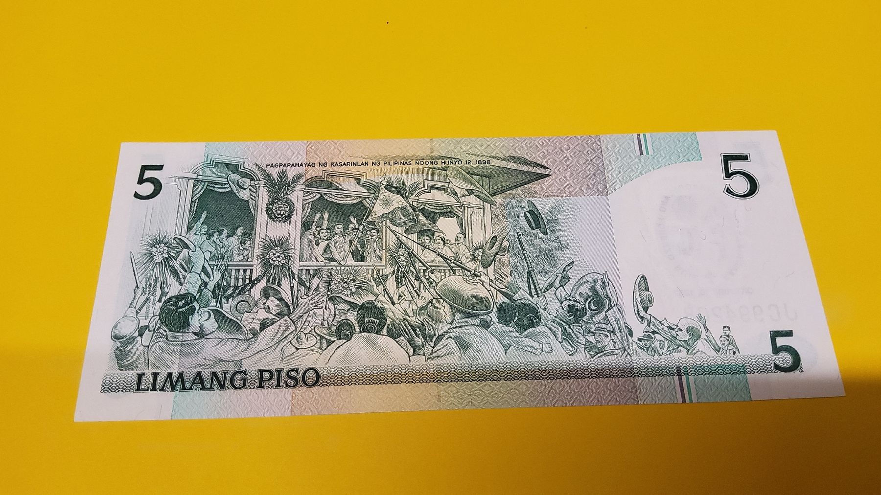 Banconote: Philippinen 5 Piso Note, 1987 – Nuovo e nell'imballaggio originale da Herisau venduto da Nluanalucas 1