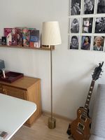 Stehlampe Messing Stoffschirm Cremeweiss gut erhalten