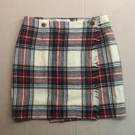Vintage-Jodhpur-Rock aus 100 % Wolle im Tartan-Muster, beige