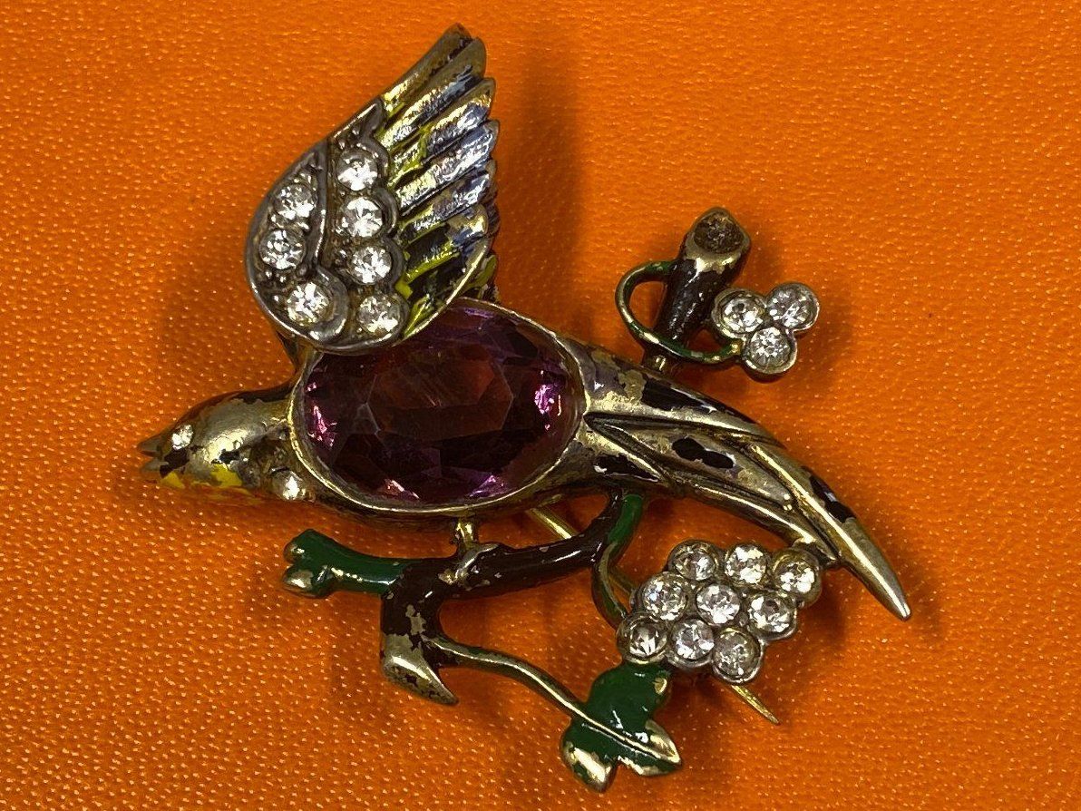 Spille & Fermagli: Vogelbrosche mit violettem Stein //i557 – Usato da Bern venduto da JMsoehne1987