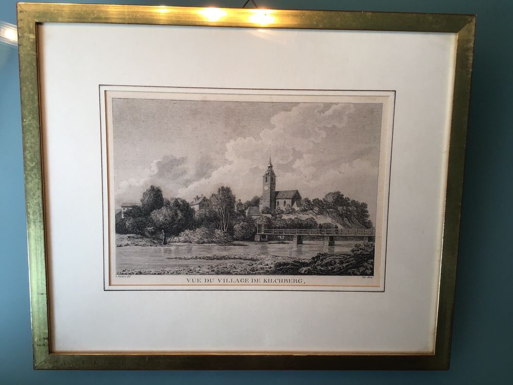 Incisioni: Kupferstich Vue du village de Kilchberg, Née et Barbier 1780 – Usato da Aefligen venduto da Bubu218