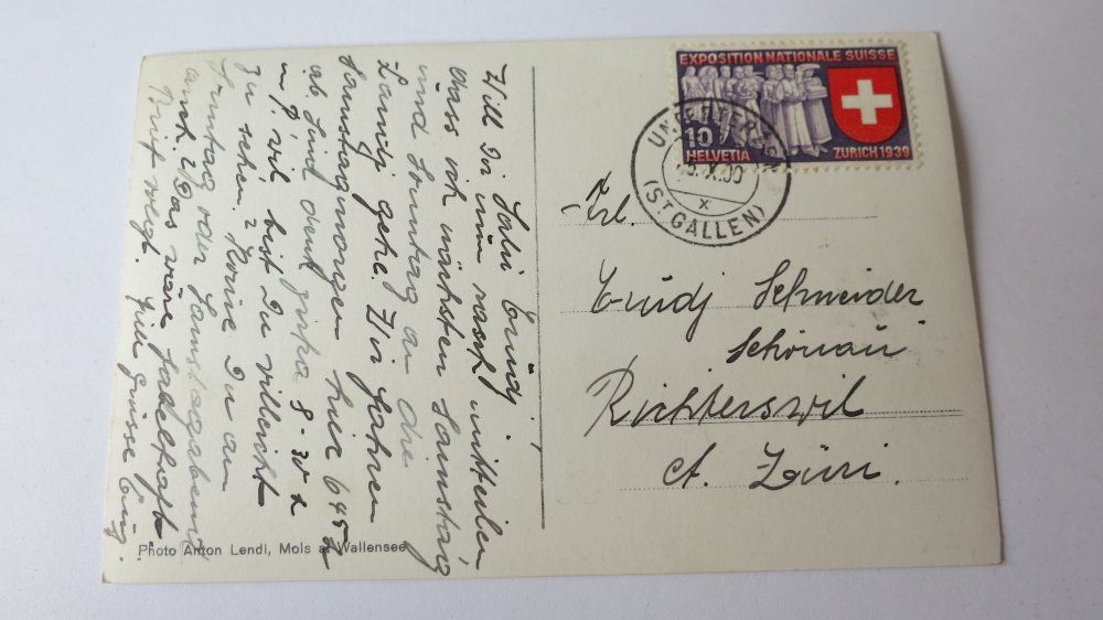 Cartoline postali: Unterterzen / SG - 1939 – Usato da Jona venduto da centumprata 1
