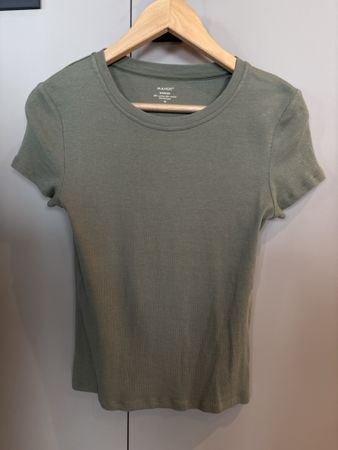 Manor Damen T-Shirt Gr. M Olivgrün Ripp, kurzarm, modisch