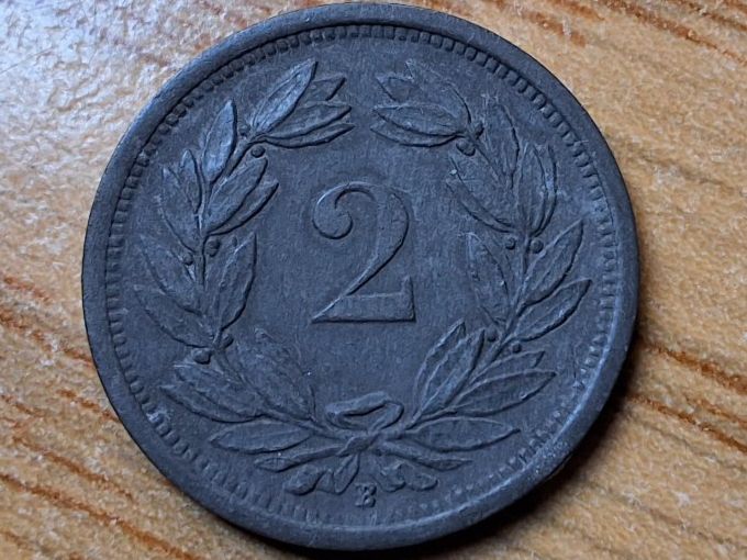 Tutti le monete: 2 Rappen 1946 - Zink - Selten! – Usato da Münchenstein venduto da purbach1 9