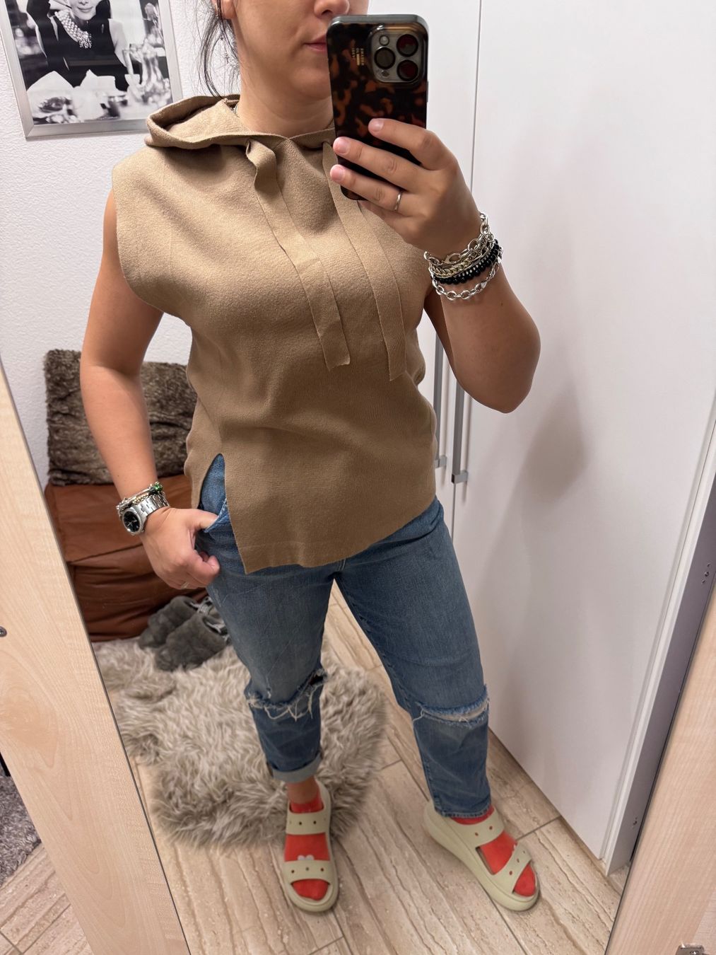 Gilet & Giacche senza maniche: Ärmelloser Strick-Hoodie/Pullunder Beige – Nuovo (secondo la descrizione) da Eichberg venduto da OanaB 1