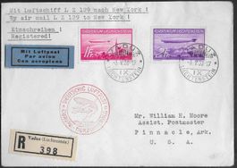 1936 R/Brief ZEPPELIN Fahrt NEW YORK FL F14-F15 TOP ab 1.-