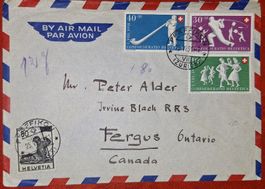 Pro Patria 1951 Flugpostbrief Pfäffikon / Kanada