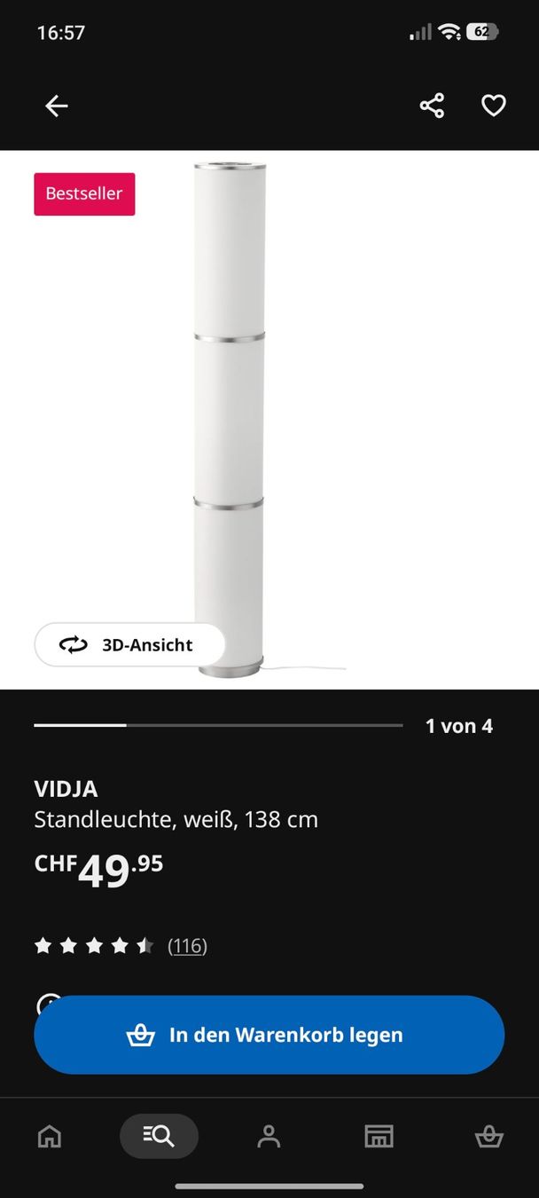 Lampade: Stehlampe VIDJA IKEA – Usato da Nennigkofen venduto da reg_2l8m 2