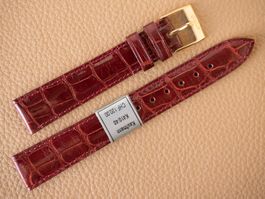 Edel: echt Krokodil NOS 16mm Weinrot Croco 16 mm Uhrenband