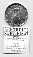 (2063) USA, 1 Unze, 1992, Eagle, mit Zertifikat