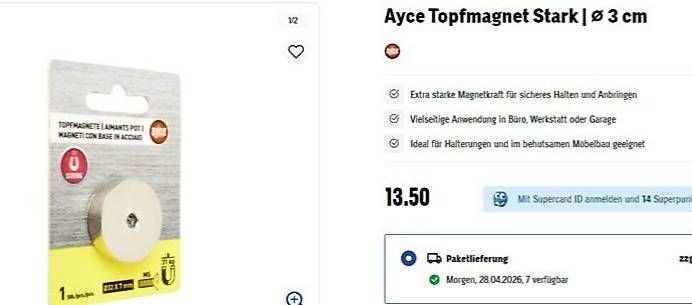 Calamite: Starker Topfmagnet – Nuovo (secondo la descrizione) da Sitterdorf venduto da imsis