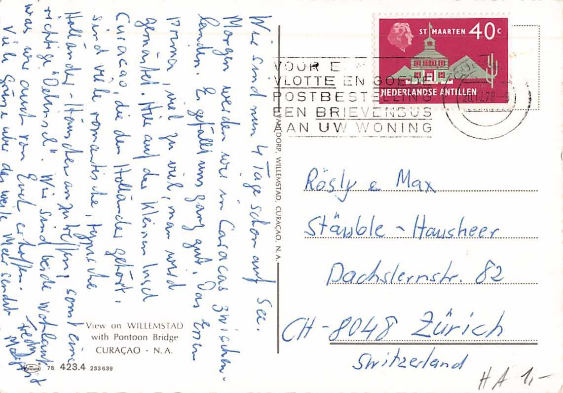 Cartoline postali: EXOTISCHE Ansichtskarten 4x ABC-Inseln - in die Schweiz – Usato da Lufingen venduto da TopAnsichtskarten 5