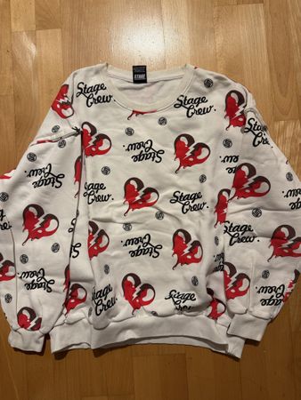 Sweatshirt Crew weiss Herz Muster one size