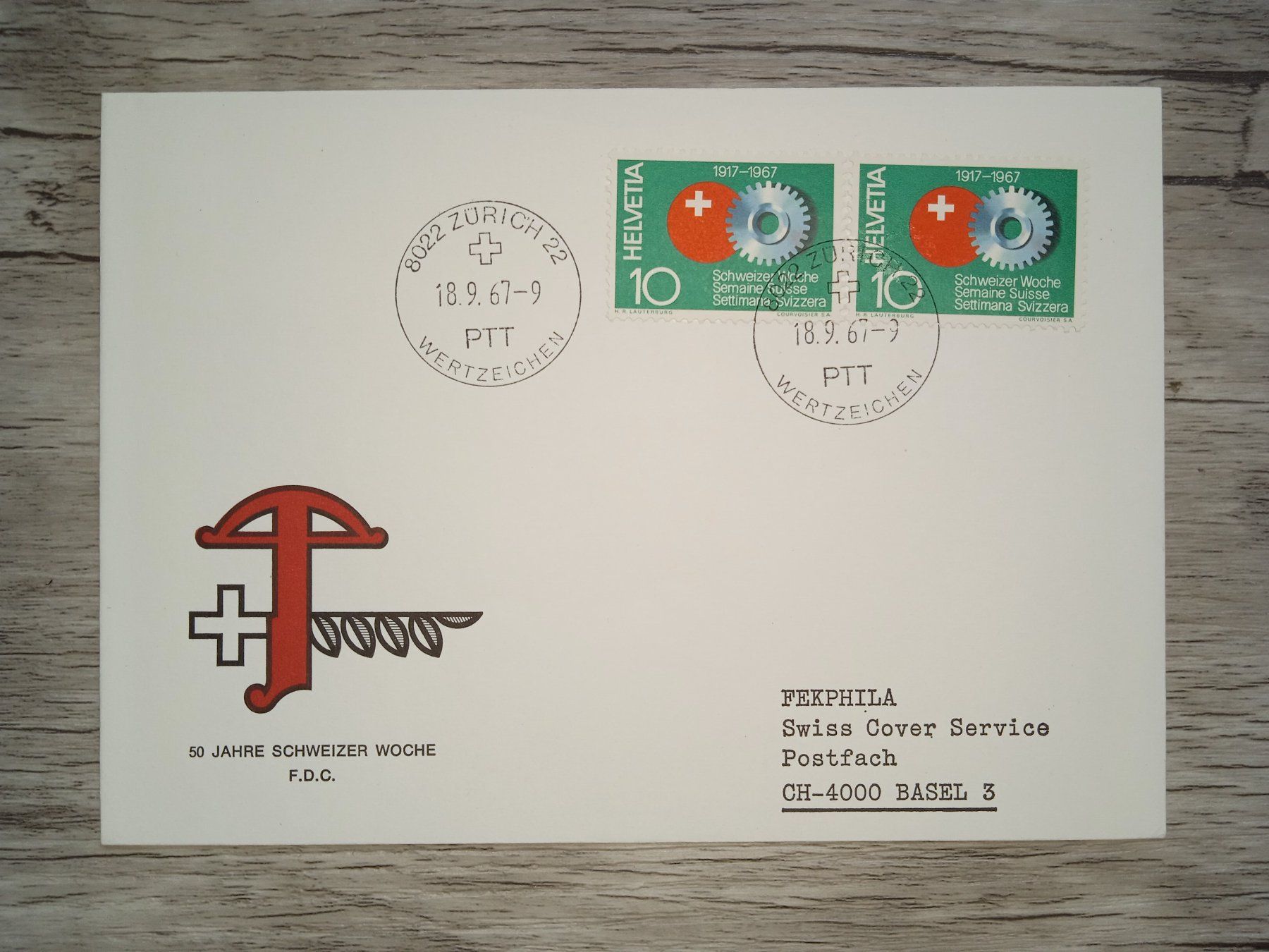 Tutti i francobolli: TR18 Enveloppe + Timbre Suisse 1967 – Usato da Cousset venduto da Patrick_Collections