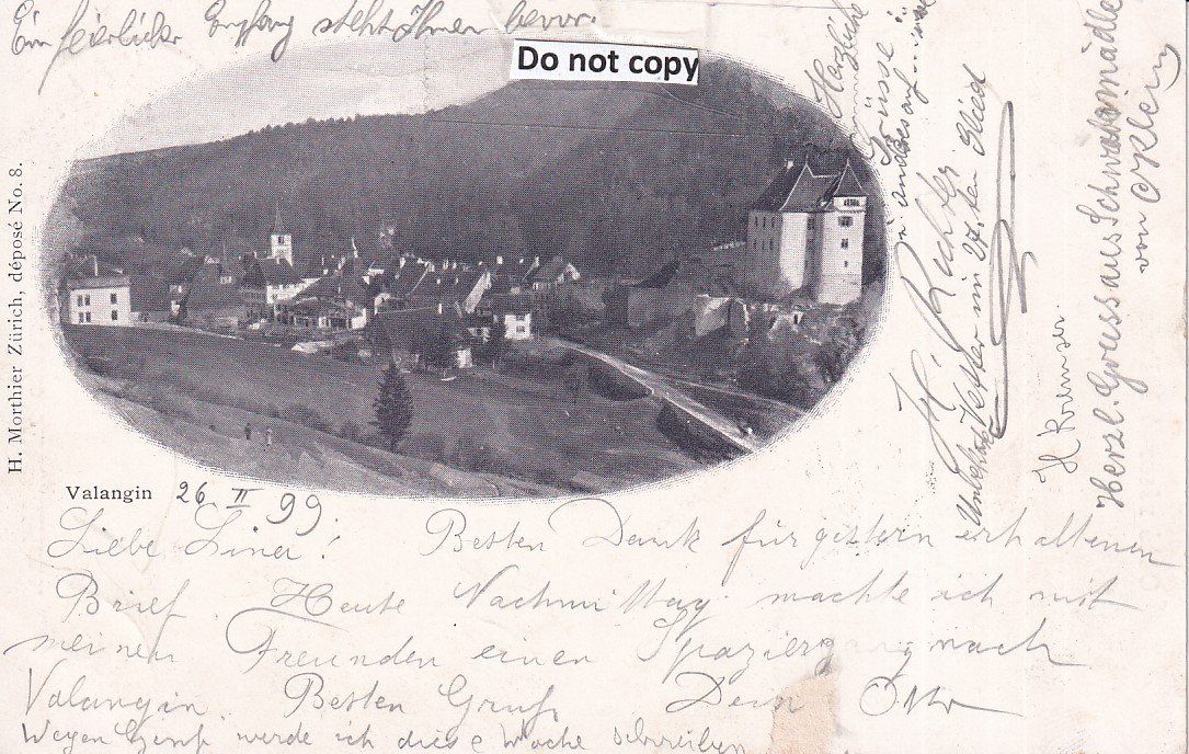 Cartoline postali: Valangin  NE        en 1899 – Usato da Brig venduto da Valcards54