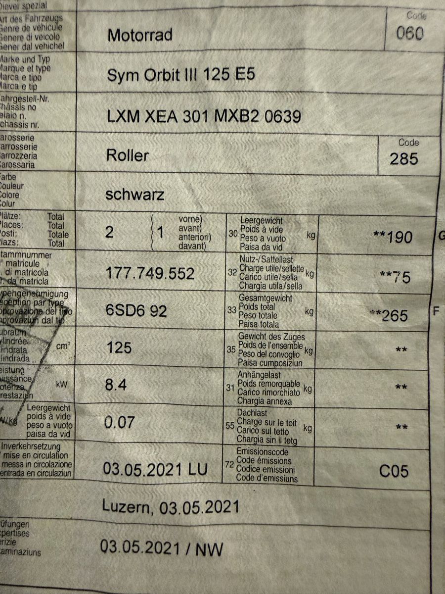 Sym Scooter: 2X Sym Ordit lll 125 – Usato da Alpnach Dorf venduto da FO91 3
