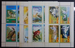 Russland ex. vier Kleinbögen Vögel **