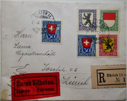 1924 PJ Satzbrieflein J29 - J32 nach Zürich