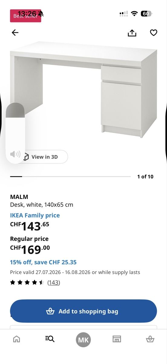 Ikea Scrivanie: GRATIS – IKEA MALM Schreibtisch, Weiss – Usato da Winterthur venduto da mel_56mf