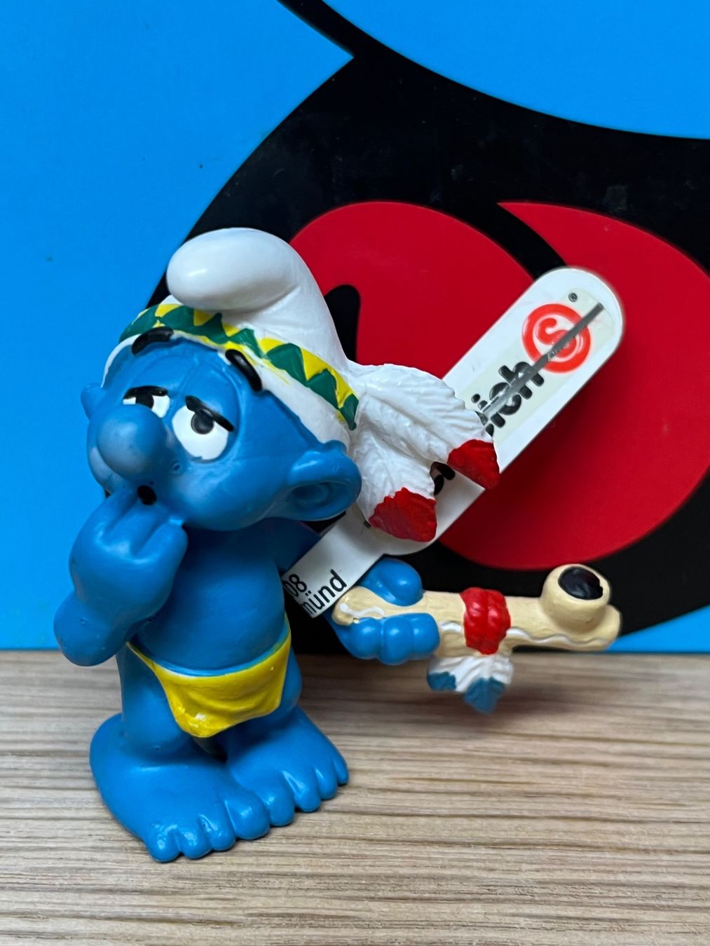 Schleich Statuette: Indianer-Schlumpf: Schlumpf mit Friedenspfeife – Nuovo (secondo la descrizione) da Lyss venduto da Duckszone