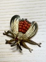 Brosche HAR Vintage, Koralle und Strass