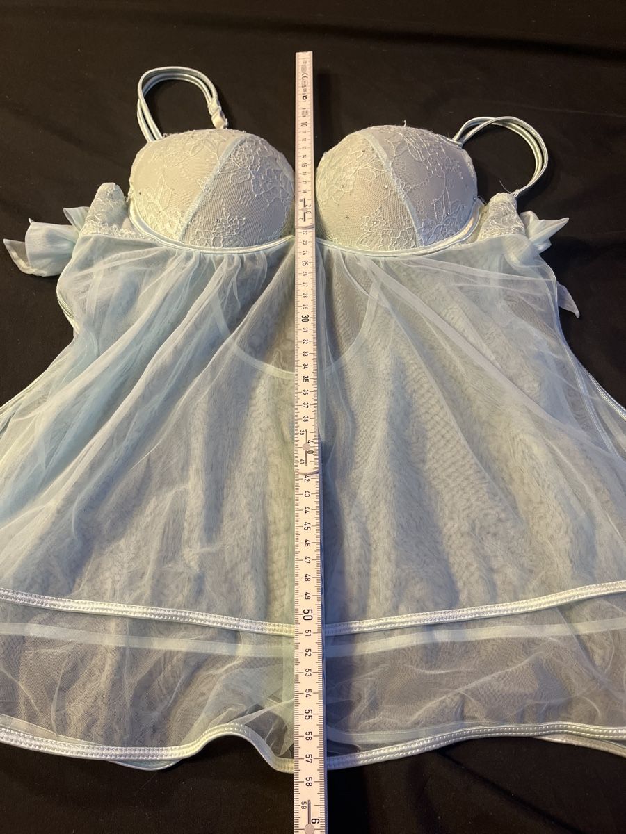 Sonstige Unterwäsche: Verführerisches Neglige, Gr. 70C, Hellblau, Spitze – Gebraucht aus Kaisten von saleforfun 6