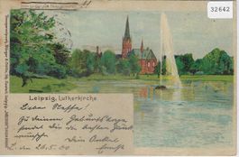 Leipzig - Lutherkirche - Gegen das Licht halten Litho-Karte