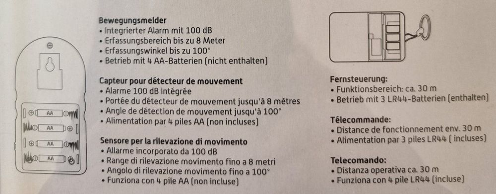 Bewegungsmelder Alarm Mit Sprachaufnahme - Kabelloser Sicherheitssensor
