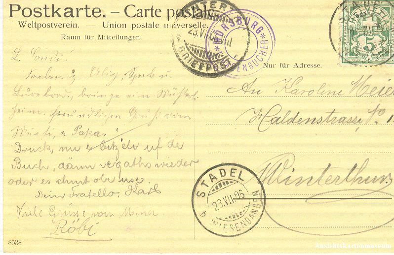 Cartoline postali: Mörsburg - Wirtschaft + 1906 – Usato da Emmenbrücke venduto da teestube 1