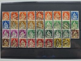 1908-1915: Helvetia mit Schwert, Karte mit Vollstempeln !