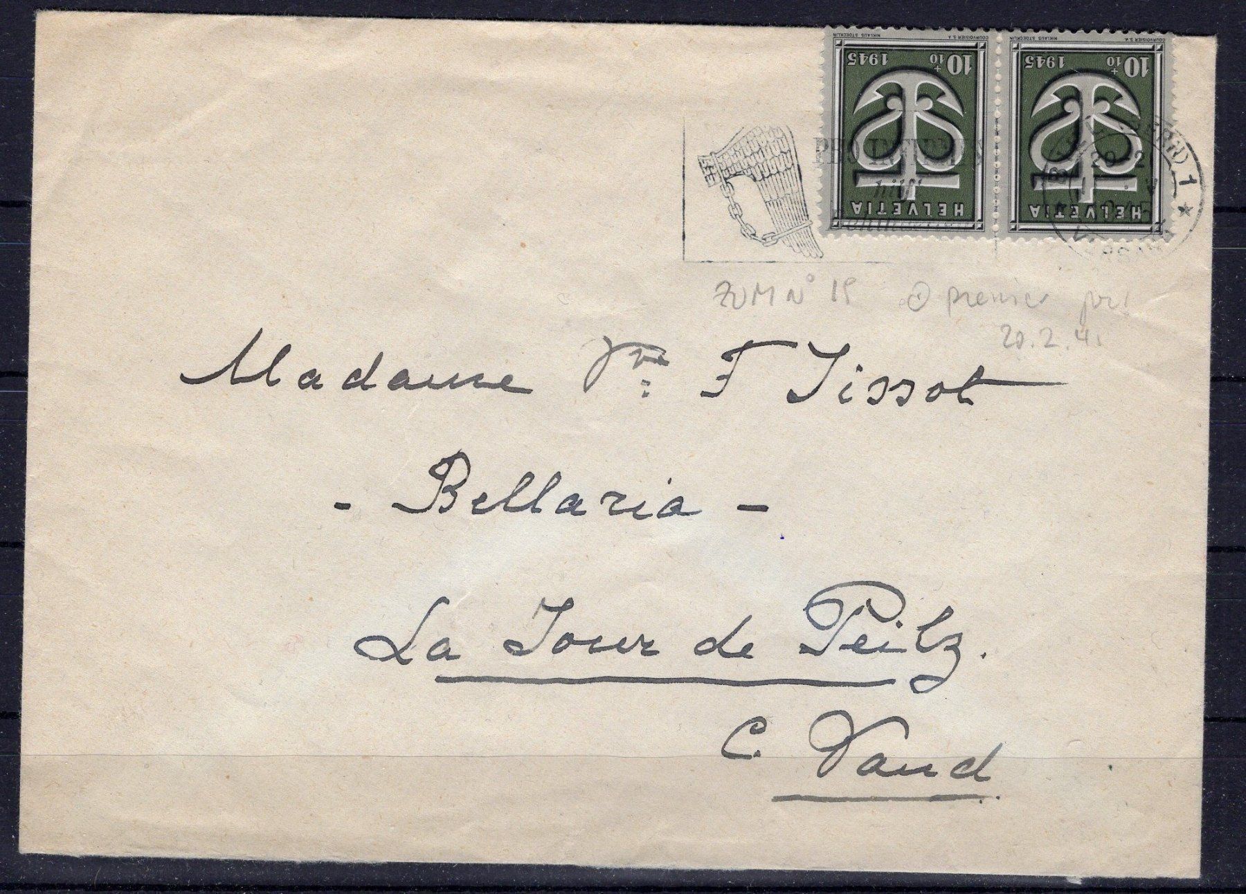 Tutti i francobolli: R1657  /  Don Suisse 1945  FDC 20.2.1945 – Usato da Ste-Croix venduto da MONT-TAGNAC