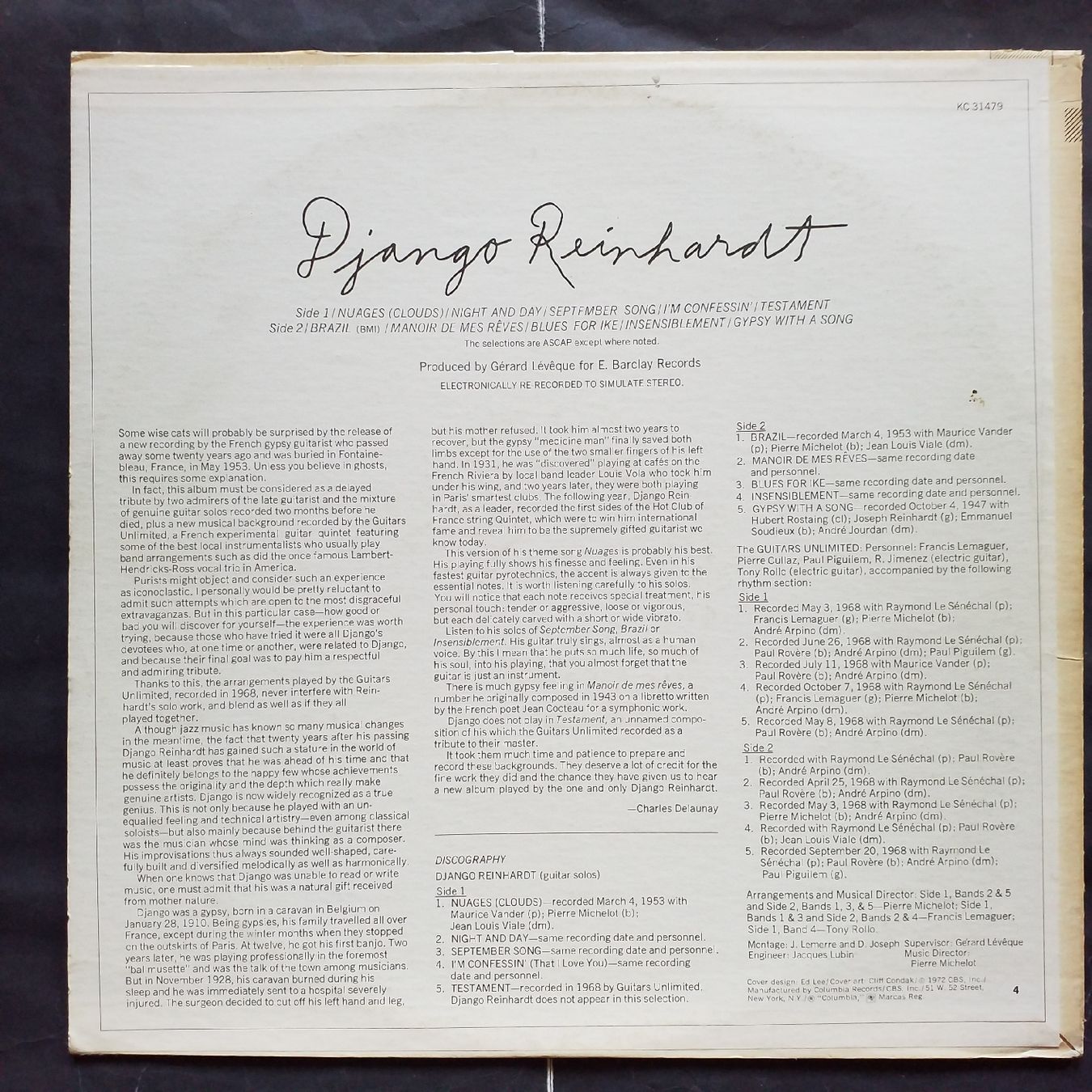 Schallplatten: DJANGO REINHARDT,  swing it lightly - 1972 US  - +++++ – Gebraucht aus Yverdon-les-Bains von Jacotreut 1