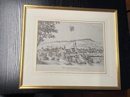 Gewobenes Seidenbild Winterthur um 1710, Stich