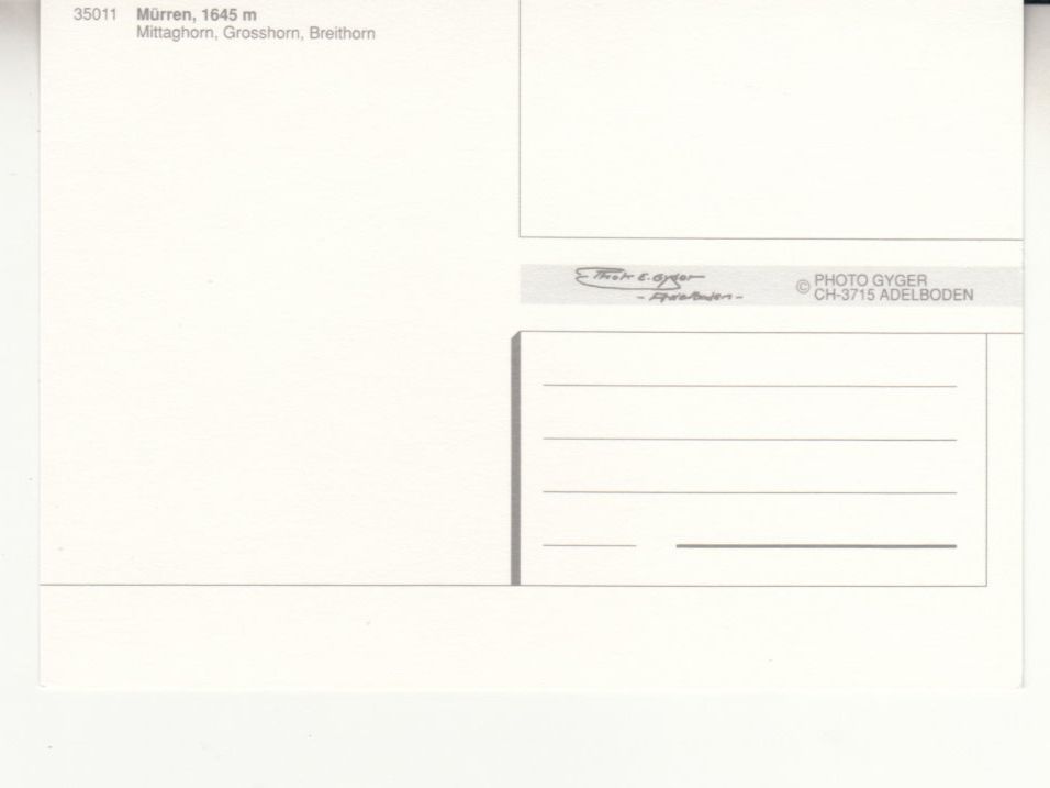 Cartoline postali: Mürren ca. 1980 – Usato da Bürglen TG venduto da StampGraf 1